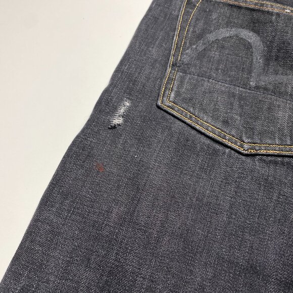 Evisu No 2 BLK Black Diacock Logo Straight Leg Selvedge Jeans mens size 30x33.5 - Picture 12 of 12